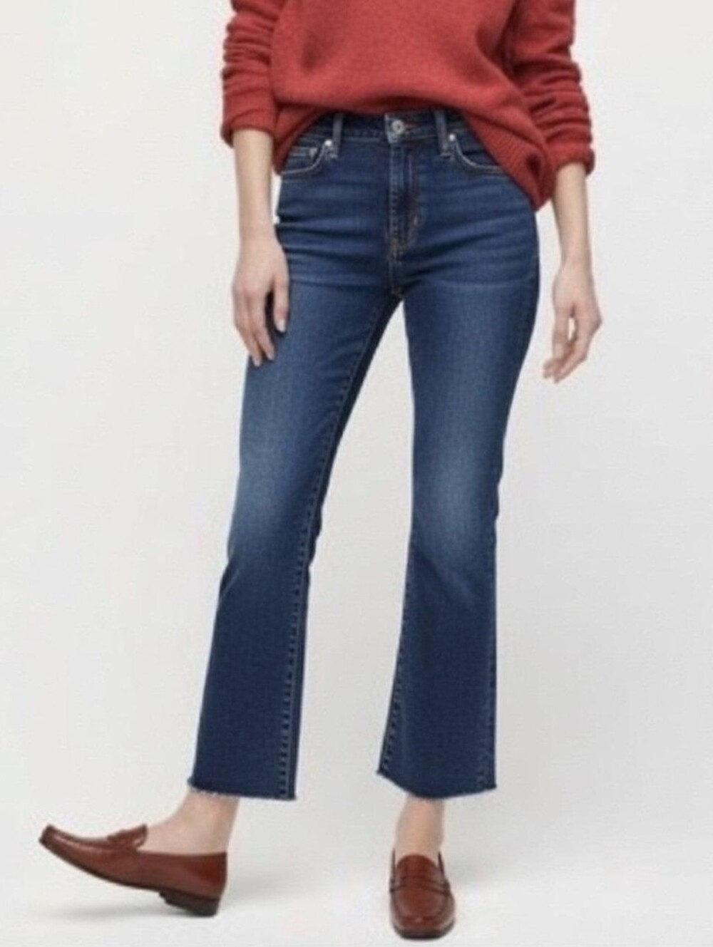 J.‎ CREW Women's  9” Demi Boot Crop Jeans In Rinse Size 31 Raw Hem